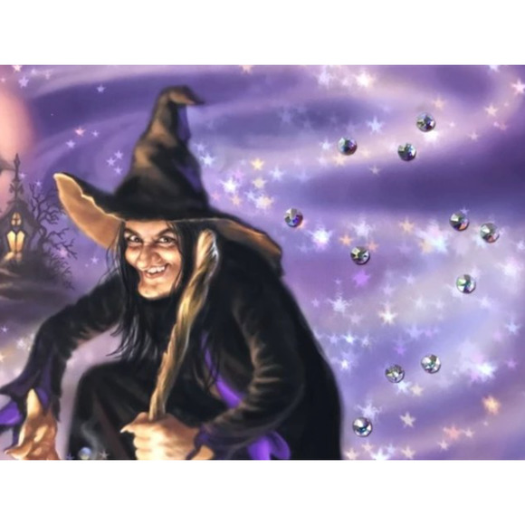 NEW WITCH BEADAZZLED All Hallow's Eve Print Framed Halloween Wall Decor - Picture 10 of 12